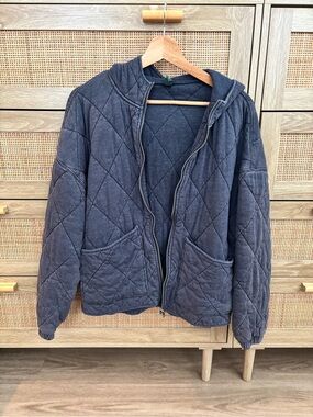 wild fable Quilted Hooded Jacket in Gray